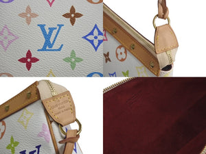 新品同様 LOUIS VUITTON ルイヴィトン モノグラム マルチカラー ポシェット アクセソワール アクセサリーポーチ M92649 村上隆 ホワイト 中古 4c075718