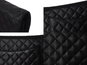 CHANEL シャネル マイクロマトラッセ ショルダーバッグ チェーンウォレット 12番台 ラムスキン ブラック シルバー金具 美品 中古 4c075721