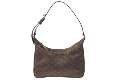 極美品 LOUIS VUITTON ルイヴィトン リトルブローニュ ハンドバッグ モノグラムサテン M92143 ベージュ レザー 中古 4c075724