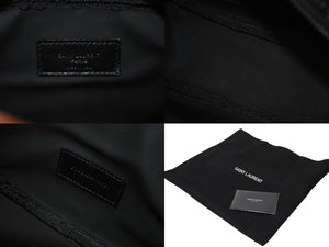 極美品 SAINT LAURENT サンローラン クラッチバッグ クロコ型押し GUE664555 0521 イタリア製 レザー ブラック 中古 4c075725 