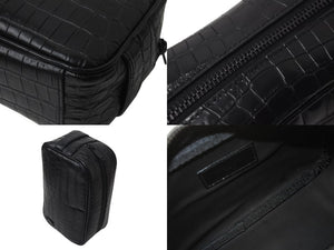 極美品 SAINT LAURENT サンローラン クラッチバッグ クロコ型押し GUE664555 0521 イタリア製 レザー ブラック 中古 4c075725 