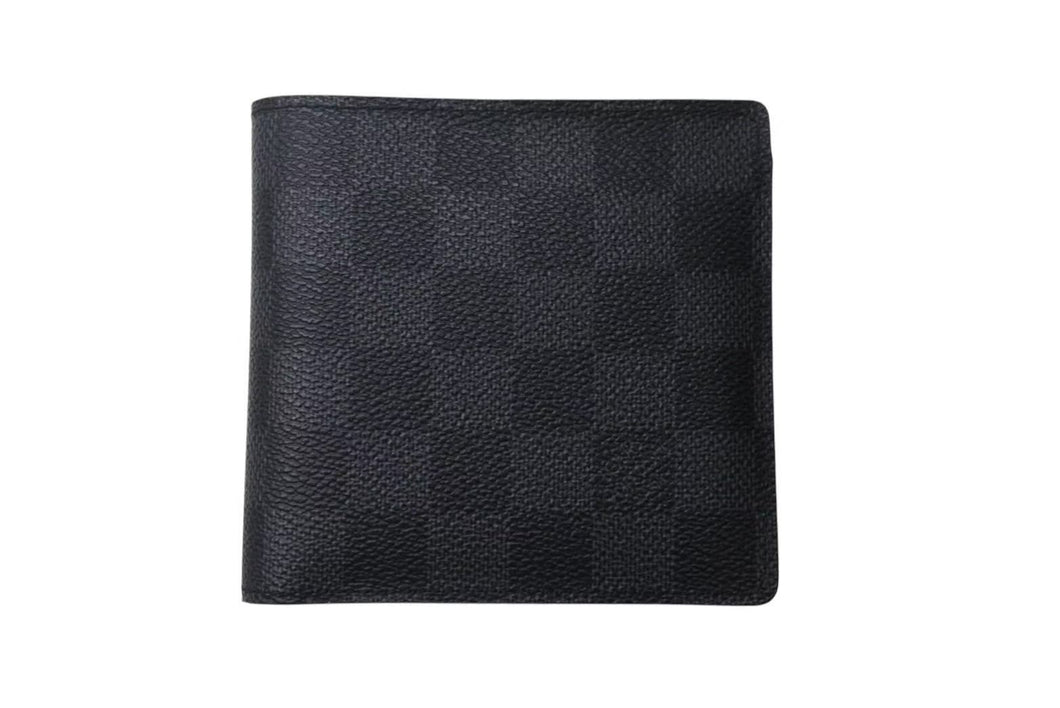 極美品 LOUIS VUITTON ルイヴィトン 二つ折り財布 N63336 ダミエグラフィット ポルトフォイユ マルコ ブラック グレー レザー 中古 4c075730