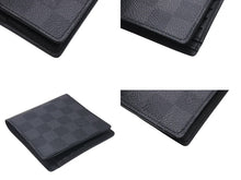 画像をギャラリービューアに読み込む, 極美品 LOUIS VUITTON ルイヴィトン 二つ折り財布 N63336 ダミエグラフィット ポルトフォイユ マルコ ブラック グレー レザー 中古 4c075730