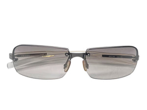 PRADA プラダ サングラス ハーフリム SPR 69C 2AC-7A1 メタル プラスチック シルバー Japan製 クリア 美品 中古 4c075733