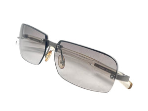 PRADA プラダ サングラス ハーフリム SPR 69C 2AC-7A1 メタル プラスチック シルバー Japan製 クリア 美品 中古 4c075733
