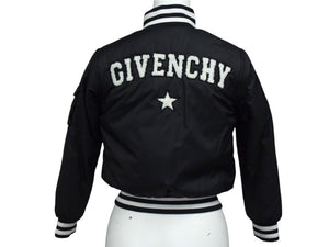 GIVENCHY ジバンシー キッズ 子供服 ジャケット ブルゾン H16034 ナイロン ブラック ホワイト シルバー金具 サイズ8 美品 中古 4c075748