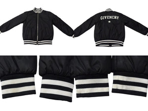 GIVENCHY ジバンシー キッズ 子供服 ジャケット ブルゾン H16034 ナイロン ブラック ホワイト シルバー金具 サイズ8 美品 中古 4c075748