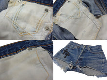 画像をギャラリービューアに読み込む, CHROME HEARTS クロムハーツ × Levi&#39;s リーバイス デニムショートパンツ セメタリークロスパッチ レディース 美品 中古 4c075753