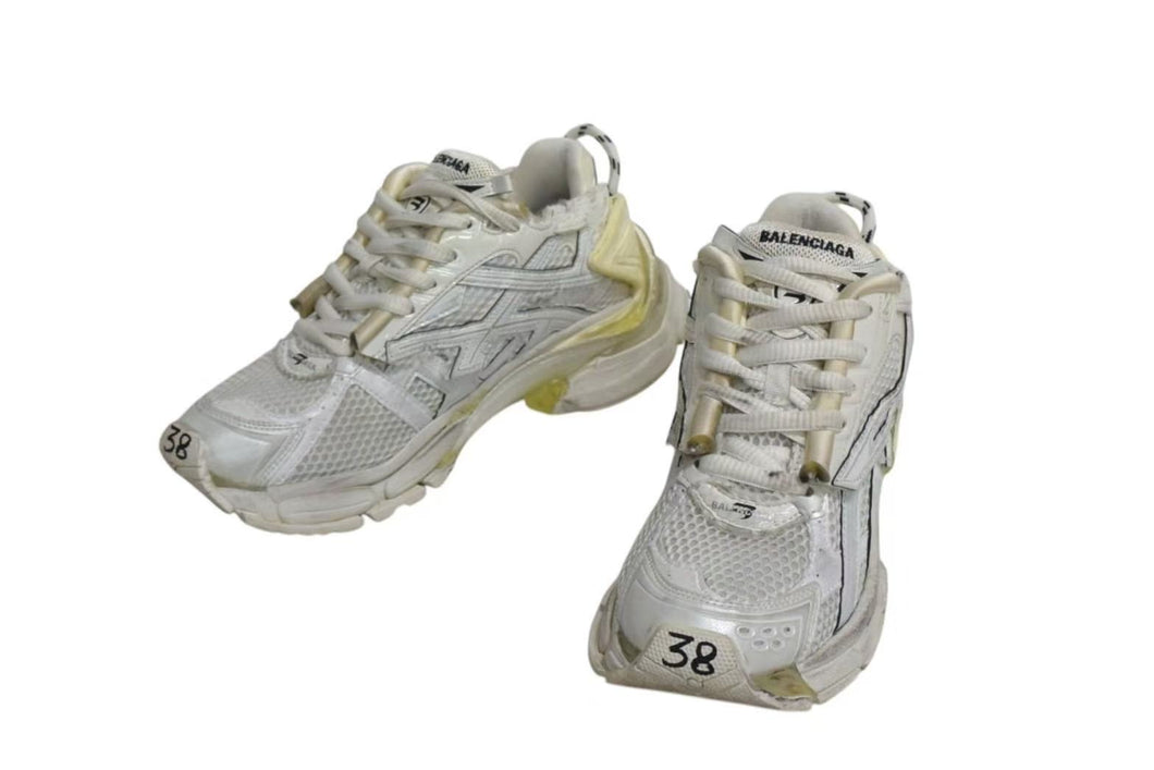 BALENCIAGA バレンシアガ Runner スニーカー ホワイト ランナー ラバー ポリウレタン ポリエステル 772774W3RMU9000 サイズ38 美品 中古 4c075755
