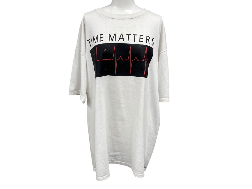 VINTAGE ヴィンテージ 90's Time Matters タイムマターズ 半袖Tシャツ サイズXL ホワイト コットン 古着 美品 中古 4c075766 