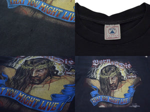 VINTAGE ヴィンテージ 90's JEASUS BORN TO DIE ジーザス 半袖Tシャツ サイズXL キリスト 1991年製 古着 美品 中古 4c075772 