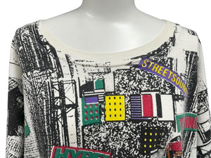 VINTAGE ヴィンテージ 90's The street life 総柄プリントTシャツ サイズ2XL コットン HIP HOP マルチカラー 美品 中古 4c075774