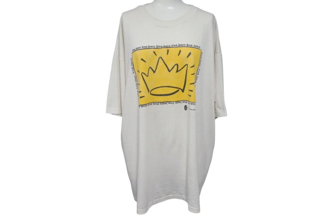 VINTAGE ヴィンテージ 90's King Jesus キングジーザス 半袖Tシャツ サイズXL プリント ホワイト 古着 美品 中古 4c075783 