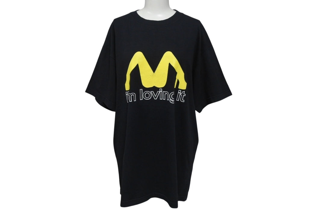 VINTAGE ヴィンテージ マクドナルドサンプリング 気に入っています 半袖Tシャツ サイズL コットン ブラック 古着 美品 中古 4c075784 