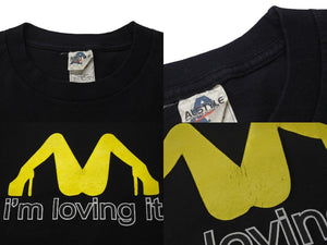 VINTAGE ヴィンテージ マクドナルドサンプリング 気に入っています 半袖Tシャツ サイズL コットン ブラック 古着 美品 中古 4c075784 