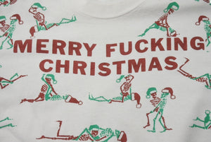VINTAGE ビンテージ MERRY FUCKING XMAS 四十八手 骸骨ドクロ半袖Ｔシャツ ホワイト サイズFREE 美品 中古 4c075787 