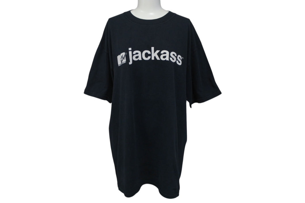 VINTAGE ヴィンテージ Jackass ジャッカス プロモーション半袖Tシャツ 2005 コットン ブラック ホワイト サイズL 良品 中古 4c075801 