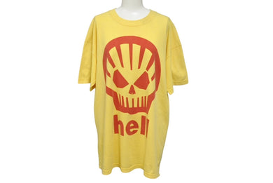 VINTAGE ヴィンテージ シェル パロディ ヘル半袖Tシャツ コットン イエロー レッド サイズL 良品 中古 4c075822 