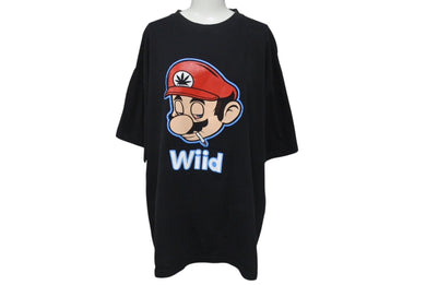 VINTAGE ヴィンテージ マリオ パロディ Wiid 半袖Tシャツ サイズXL WEED ウィード マリファナ 古着 黒 美品 中古 4c075827 