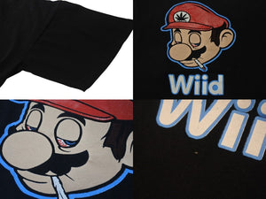 VINTAGE ヴィンテージ マリオ パロディ Wiid 半袖Tシャツ サイズXL WEED ウィード マリファナ 古着 黒 美品 中古 4c075827 