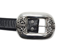 Load image into Gallery viewer, CHROME HEARTS クロムハーツ クラシックバックルベルト 1.5インチ サイズ34 1989/sterling刻印 レザー シルバー925 美品 中古 4c075831