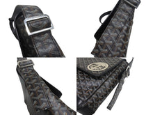 Load image into Gallery viewer, GOYARD ゴヤール グランブルーMM ショルダーバッグ マーカージュ家紋入り PVC レザー ブラック ブルー グリーン 美品 中古 4c075835