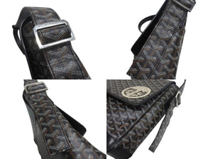 GOYARD ゴヤール グランブルーMM ショルダーバッグ マーカージュ家紋入り PVC レザー ブラック ブルー グリーン 美品 中古 4c075835