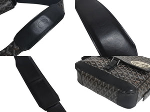 GOYARD ゴヤール グランブルーMM ショルダーバッグ マーカージュ家紋入り PVC レザー ブラック ブルー グリーン 美品 中古 4c075835
