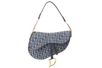 極美品 Christian Dior クリスチャンディオール デニムトロッターサドルバッグ ネイビー ガリアーノ期 中古 4c075841
