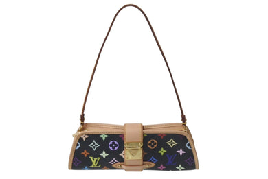 新品同様 LOUIS VUITTON ルイヴィトン 村上隆 シャーリー M40050 モノグラムマルチ ブラック ゴールド金具 中古 4c075845