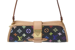新品同様 LOUIS VUITTON ルイヴィトン 村上隆 シャーリー M40050 モノグラムマルチ ブラック ゴールド金具 中古 4c075845