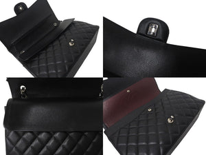 極美品 CHANEL シャネル マトラッセ33 Wフラップ Wチェーン ショルダーバッグ 15番台 キャビアスキン ブラック シルバー金具 中古 4c075851