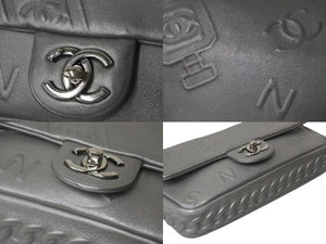 CHANEL シャネル チェーンショルダーバッグ 型押し 19番台 グレー 2014年 ココマーク シルバー金具 美品 中古 4c075852