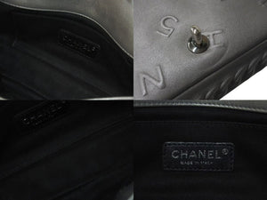 CHANEL シャネル チェーンショルダーバッグ 型押し 19番台 グレー 2014年 ココマーク シルバー金具 美品 中古 4c075852