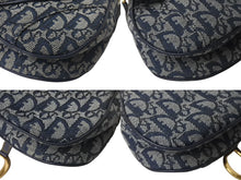 Load image into Gallery viewer, ChristianDior クリスチャンディオール トロッター ダブルサドルバッグ キャンバス レザー ネイビー ゴールド 美品 中古 4c075853