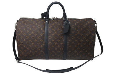 極美品 LOUIS VUITTON ルイヴィトン キーポルバンドリエール55 ボストンバッグ M56714 モノグラムマカサー ブラック 中古 4c075858