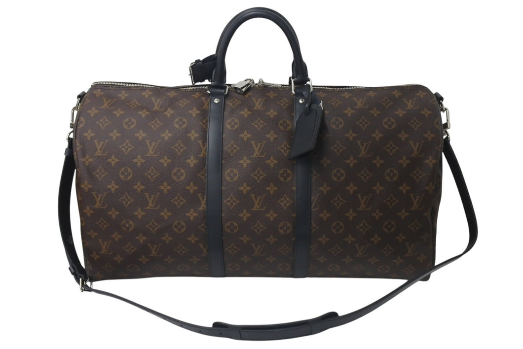 極美品 LOUIS VUITTON ルイヴィトン キーポルバンドリエール55 ボストンバッグ M56714 モノグラムマカサー ブラック 中古 4c075858