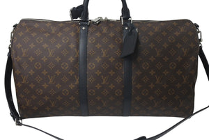 極美品 LOUIS VUITTON ルイヴィトン キーポルバンドリエール55 ボストンバッグ M56714 モノグラムマカサー ブラック 中古 4c075858