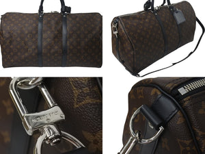 極美品 LOUIS VUITTON ルイヴィトン キーポルバンドリエール55 ボストンバッグ M56714 モノグラムマカサー ブラック 中古 4c075858