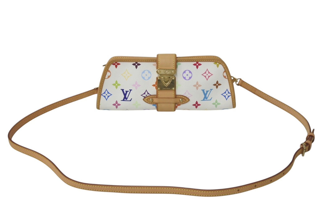 極美品 LOUIS VUITTON ルイヴィトン バッグ シャーリー 村上隆 モノグラムマルチカラー ホワイト M40049 ゴールド金具 中古 4c075863
