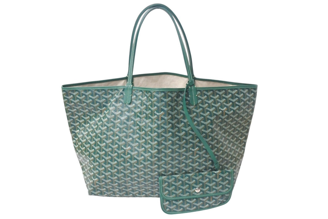 新品同様 GOYARD ゴヤール SAINT LOUIS GM サンルイGM トートバッグ PVCコーティングキャンバス グリーン 中古 4c075865