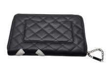 Load image into Gallery viewer, CHANEL シャネル 長財布 カンボンライン オーガナイザー 10番台 ラムスキン ブラック ホワイト ピンク シルバー金具 美品 中古 4c075867