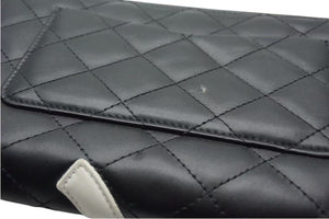 CHANEL シャネル 長財布 カンボンライン オーガナイザー 10番台 ラムスキン ブラック ホワイト ピンク シルバー金具 美品 中古 4c075867