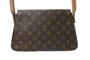 極美品 LOUIS VUITTON ルイヴィトン モノグラム ミニルーピング ショルダーバッグ M51147 PVC レザー ブラウン 中古 4c075871