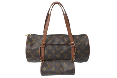 LOUIS VUITTON ルイヴィトン ハンドバック パピヨン30 GM 筒型 モノグラム M51385 ゴールド金具 ブラウン ポーチ付き 美品 中古 4c075872