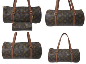 LOUIS VUITTON ルイヴィトン ハンドバック パピヨン30 GM 筒型 モノグラム M51385 ゴールド金具 ブラウン ポーチ付き 美品 中古 4c075872