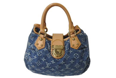 極美品 LOUIS VUITTON ルイヴィトン モノグラムデニム プリ―ティ ハンドバッグ ブルー ゴールド金具 M95020 中古 4c075878