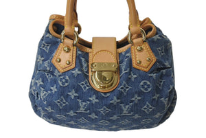 極美品 LOUIS VUITTON ルイヴィトン モノグラムデニム プリ―ティ ハンドバッグ ブルー ゴールド金具 M95020 中古 4c075878