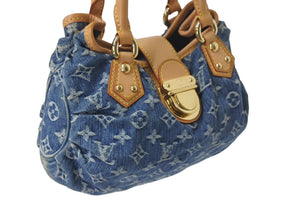 極美品 LOUIS VUITTON ルイヴィトン モノグラムデニム プリ―ティ ハンドバッグ ブルー ゴールド金具 M95020 中古 4c075878