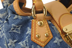極美品 LOUIS VUITTON ルイヴィトン モノグラムデニム プリ―ティ ハンドバッグ ブルー ゴールド金具 M95020 中古 4c075878